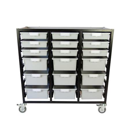 STORSYSTEM Commercial Grade Mobile Bin Storage Cart with 18 Gray High Impact Polystyrene Bins/Trays CE2103DG-9S9DLG